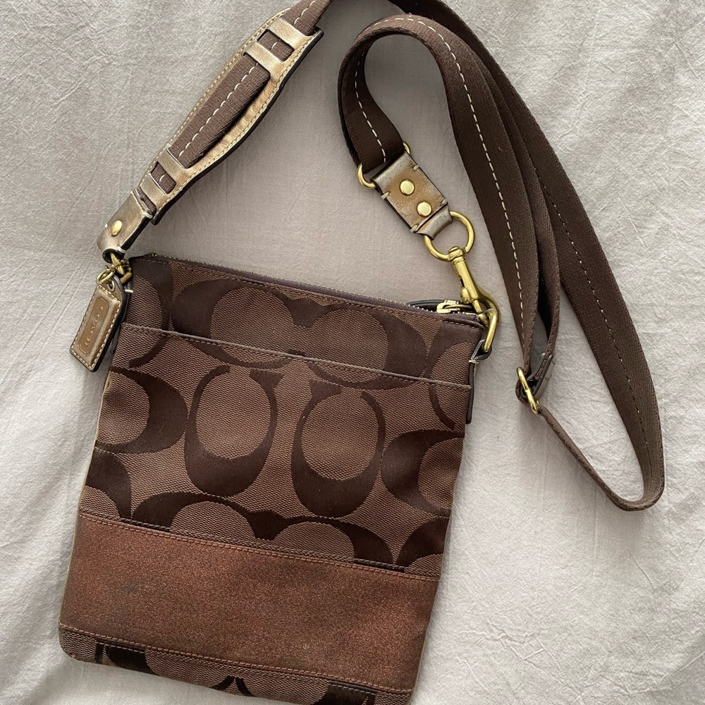 Coach Monogram Brown Crossbody Bag